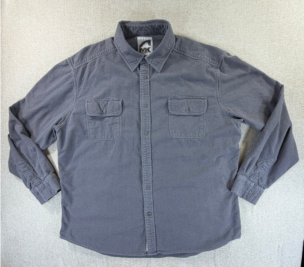 Mountain Khakis Men XL Gray Flannel Long Sleeve Button Work Shirt Outdoor Hiking
